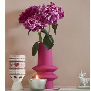 Anthropologie Matte Pink Stoneware Vase NWT